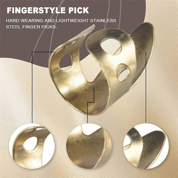 Guitar Fingerplektre 3 Pegefingre + 1 Tommelfinger Justerbar Metal Banjo Fingerstyle Plekter Fingerbeskyttelse