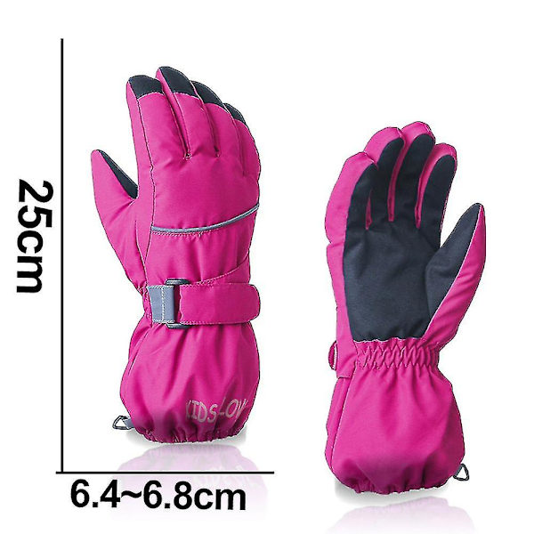 Vanntette ungdomsbarns fem-finger skihansker Barnas varme hansker Pink