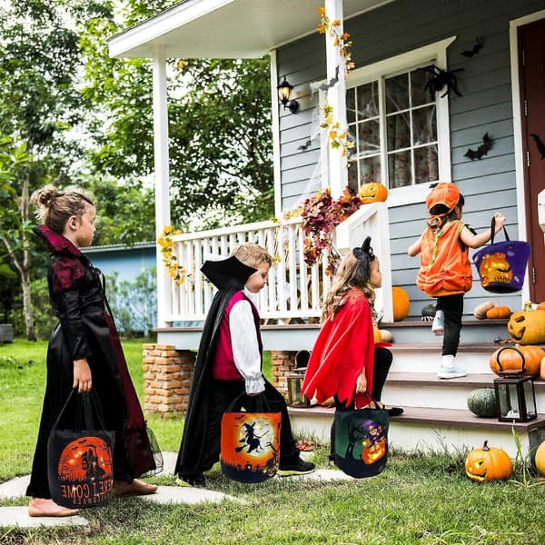 Halloween LED Lysende Slikpose Glødende Græskar Trick or Treat Kurv Genanvendelig Lysende Festgavepose 1 2