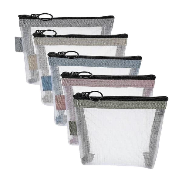 5x Mini Lynlåspose Makeup Taske Mesh Opbevaringspose til Hjem Camping Kontor