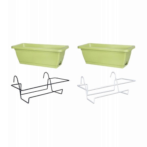 Balkong Hengende Plantekasse med Brakett Vinduskasse Allsidig Enkel å Installere for Utendørs Terrasse Rekkverk Plantekasse 43x19x15cm