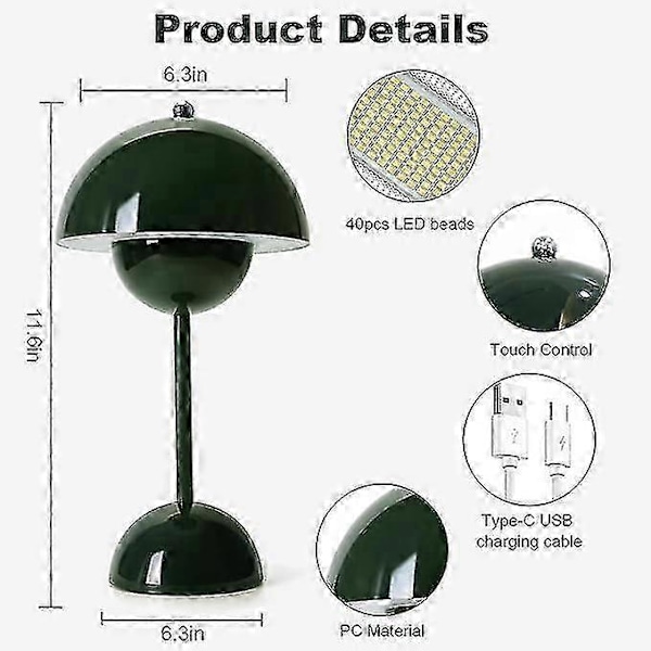 LED Blomkruka Bordslampa, Modern Macaron Lampa, Dimbar Bordslampa med 3 Färger