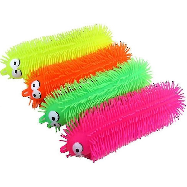 4 stk. blinkende, lysende, elastiske larver, squishy stressball-leke, angst- og stressreduserende leker for voksne, tenåringer og barn (tilfeldig farge)