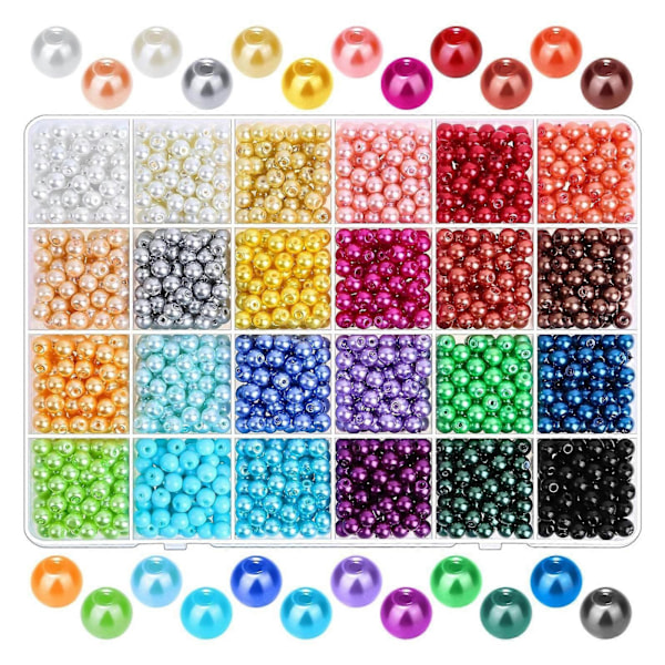 1680x/Låda 6mm 24 Färger Fröpärlor för Armband Smyckestillverkningskit för Vuxna