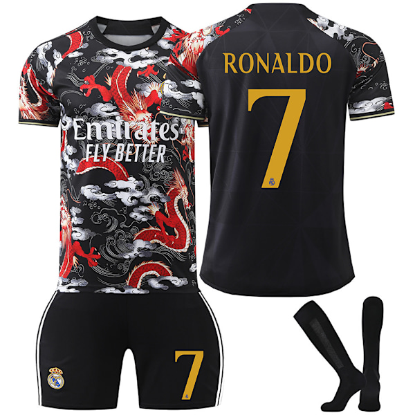 2425 Real Madrid Jersey Rød Og Sort Drage Fotballdrakt Drakt Nr. 7 Ronaldo Barn Voksen 5 Bellingham Treningsdrakt NO.10 No Socks 24