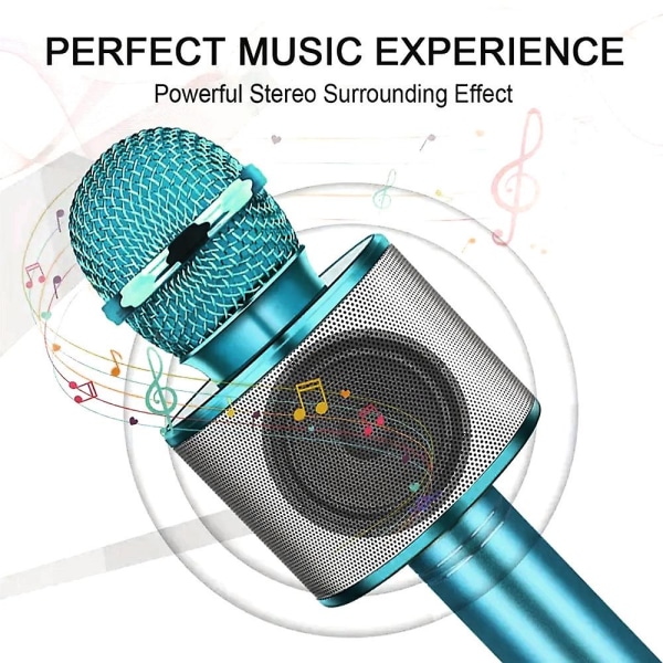 5 i 1 trådløs karaoke mikrofon bærbar håndholdt mikrofon høyttaler Maskingaver Blue