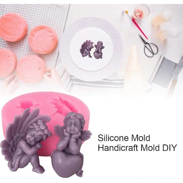 Silikonform Resin Form Gipsform Epoksy Resin Form, DIY 3D Hjerteform Engel Resin Støpeform
