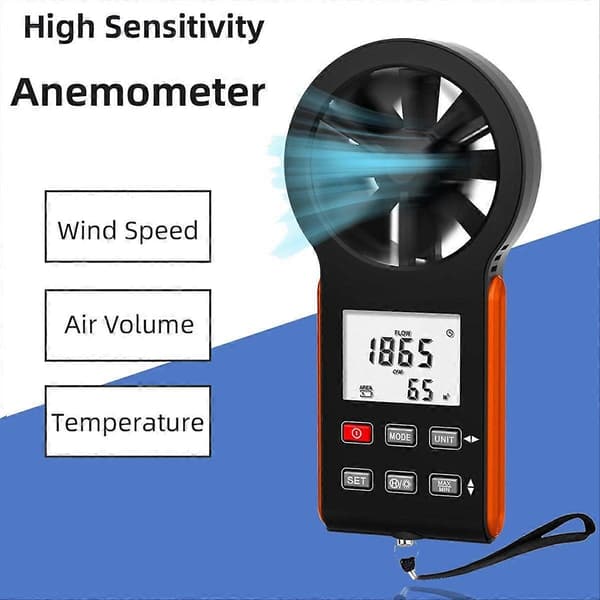 Digitalt håndholdt anemometer vindhastighetsmåler CFM luftvolumtermometer vanntett multifunksjon Wi
