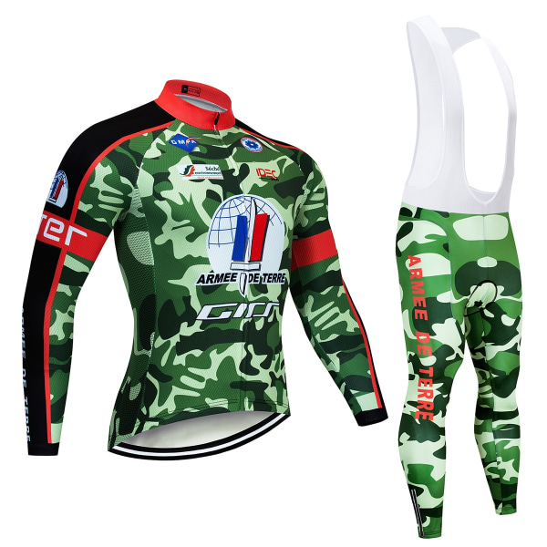 2023 Team Camouflage Cykeljakker 20D Pad Bukser Dragt Ropa Ciclismo Langærmet Cykel Maillot Culotte Cykeltrøje Cycling Clothing 1 3XL