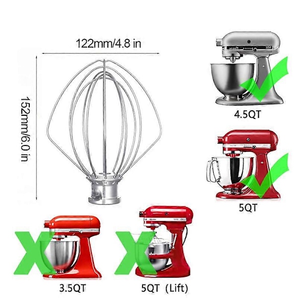 Keittiöapuvälineiden lisätarvikkeet 4,5-5 Qt kallistuspäisille yleiskoneille Kitchenaid-lapakiinnikkeelle K45