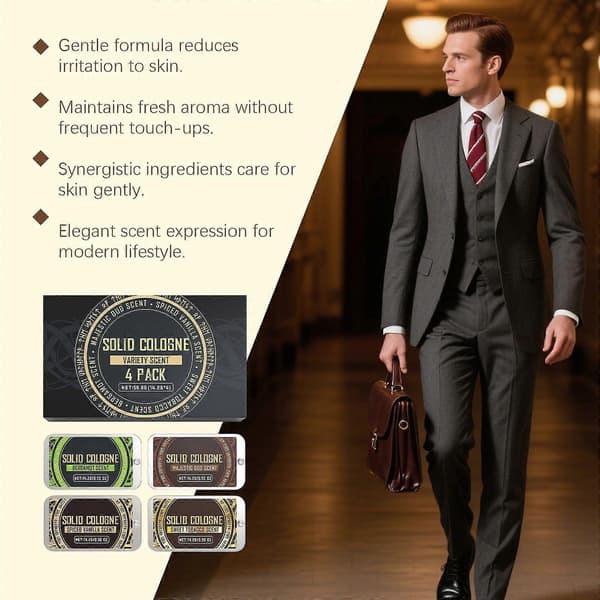 Herrarnas Solid Parfymset - Fräsch Elegant Långvarig Naturlig Doft, Bärbar Resevänlig Solid Cologne för Dagligt Bruk, Kontor & Utomhus, Icke-Fet A 1PCS