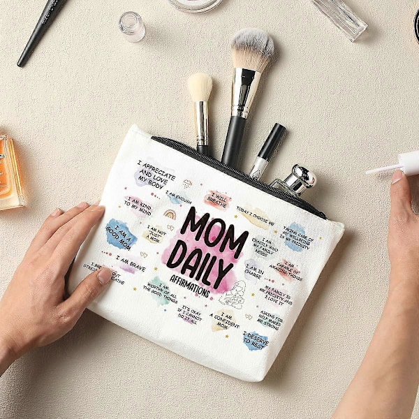 Mom Daily Makeup Taske Kosmetiktaske, Mor Gaver, Moder Gaver, Bedste Mor Gaver Ting, Inspirerende Gaver til Kvinder, Mental Sundhed Gaver, Positiv Bekræftelse