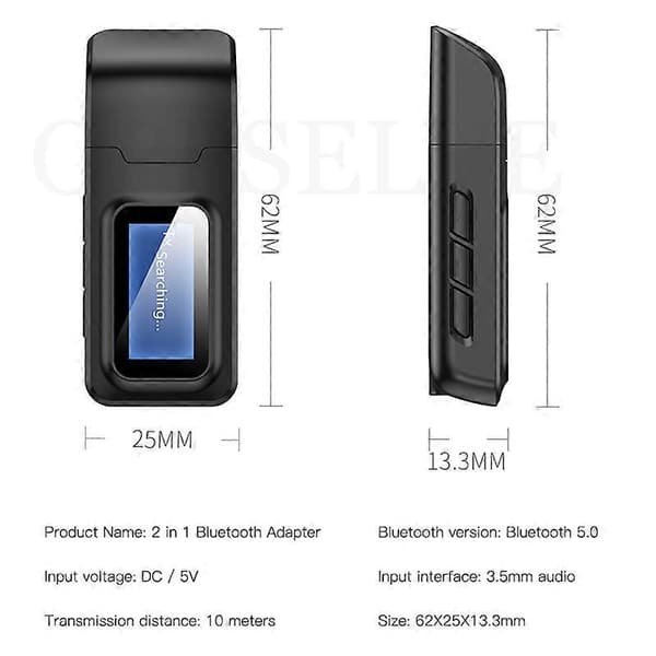 5.0 Bluetooth Audio Receiver Transmitter LCD Display Bluetooth AUX USB 3.5mm Jack Til TV PC Hovedtelefon Bilsæt Trådløs Adapter