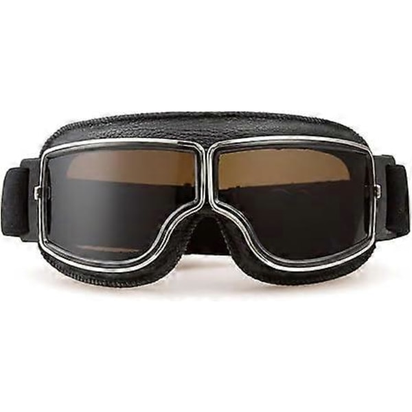 Motorcykelglasögon Vintage Aviator Pilot Stil Läder Cruiser Scooter Motocross Glasögon för Män, Kvinnor, Vuxna