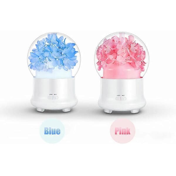 Europæisk Standard Hydrangea Kreativ Evighedsblomst Aromaterapi Diffuser Natlampe Aromaterapi Luftfugter Hjem Luftfugter DIY Håndlavet Gave, Pink