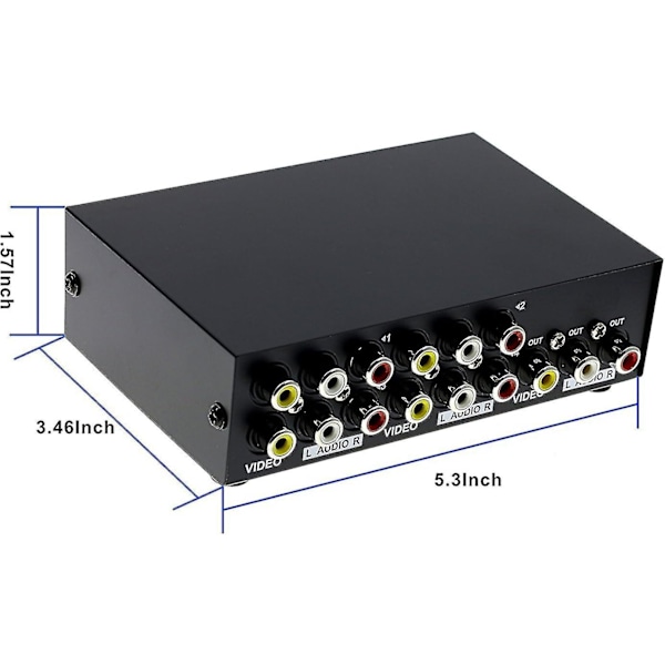 4-vägs AV-switch RCA-omkopplare 4 in 1 ut Kompositvideo L/R Stereo Ljudväljare Box För DVD STB Spelkonsoler, Standard RCA-kontakter