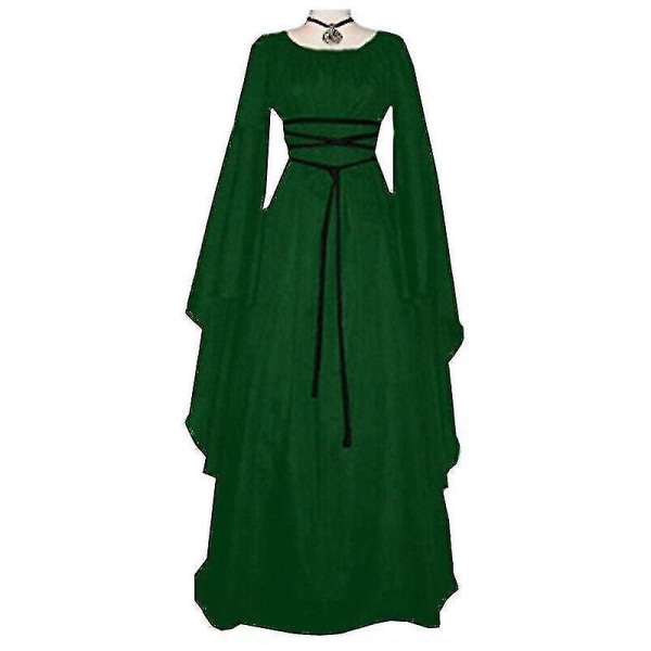 Rask levering renessanse middelaldersk Halloween fancy kjole for kvinner Gotisk kostyme Grønn S M
