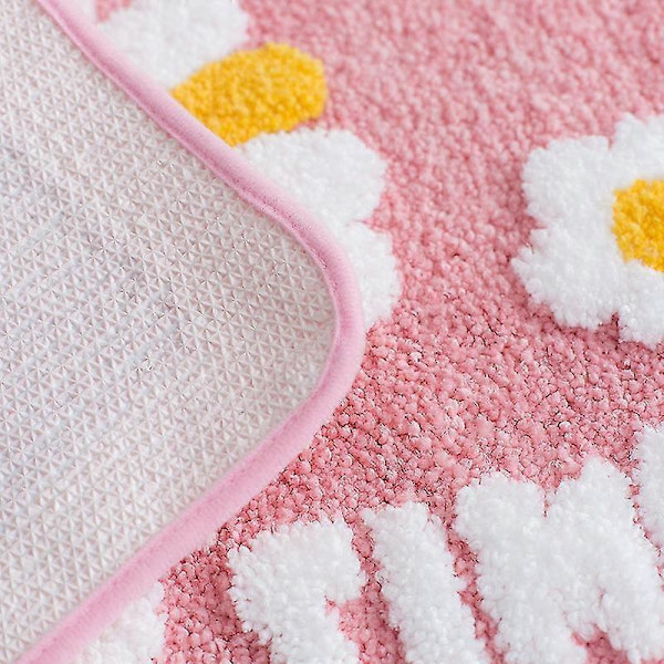 Uudet mallit LINJOU Liukumaton Erittäin Pehmeä Ovimatto Pestävä, Suihku WC Kylpyhuoneen Matot Sarja - Daisy Kukka (Pinkki)