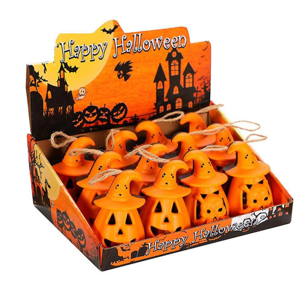 Mini Pumpkin Lights 12 Pack Halloween batteridrevet lampe Pumpkin Tea Lights Led Lamper Festival Decor Light Up For Halloween Orange