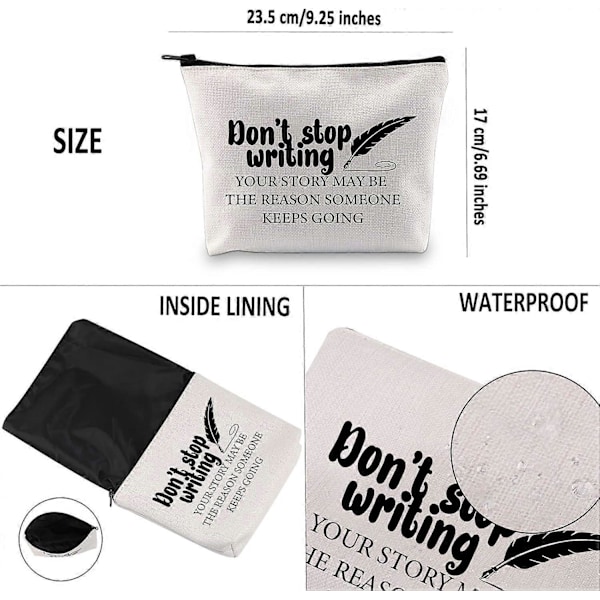 Kreativ Forfatter Gave Stop Ikke Med At Skrive Makeup Taske Fremtidig Forfatter Kosmetik Taske Romanforfatter Gave Forfatter Anerkendelse Gave Lynlås Rejsetaske (Stop Med At Skrive Wh