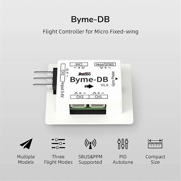 För Radiolink Byme-DB Flygkontroller Inbyggt Gyroskop för Delta Vinge Mini Fast Vinge Pappersplan