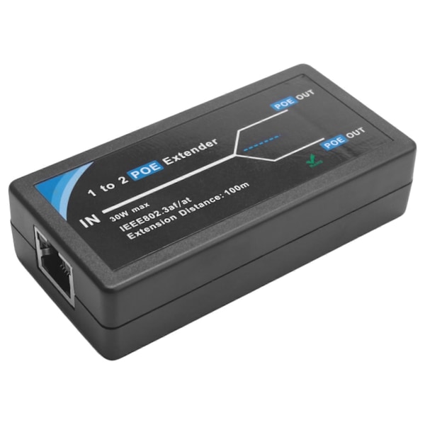 2 Port POE Extender 10/100Mbps med IEEE 802.3Af Standard Input / Output for IP-kamera Utvid 100 Me