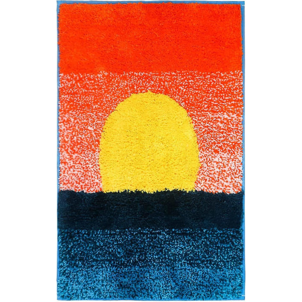 Tflycqbadrumsmattor Färgglad abstrakt badmatta 20" X 31,5" Absorberande halkfri dörrmatta Badkar Badkar Solnedgång Golvmattor Maskintvättbar- Röd Gul