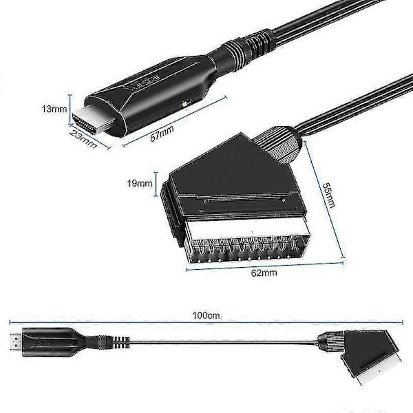 HDMI till Scart-kabel Längd 1 Meter Direktanslutning Bekväm Konverteringskabel