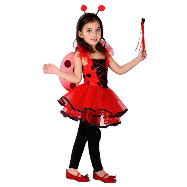 Ladybug Fancy Dress Outfit Mariehøne kostume til børn med masketaske og handsker, World Book Day Julekarneval Fødselsdagsfest Skole Cosplay kostume XL