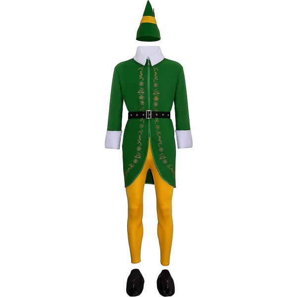 Buddy The Elf Costume Mænd Halloween Jul Cosplay komplet sæt kostumer XS