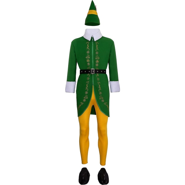 Buddy The Elf Costume Men Halloween Christmas Cosplay Full Set Costumes XS
