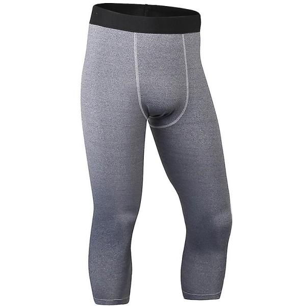 Menn Gym Compression Leggings Base Layer Running Tight Bukser 3/4 Trening Fitness Bukser Gray XL