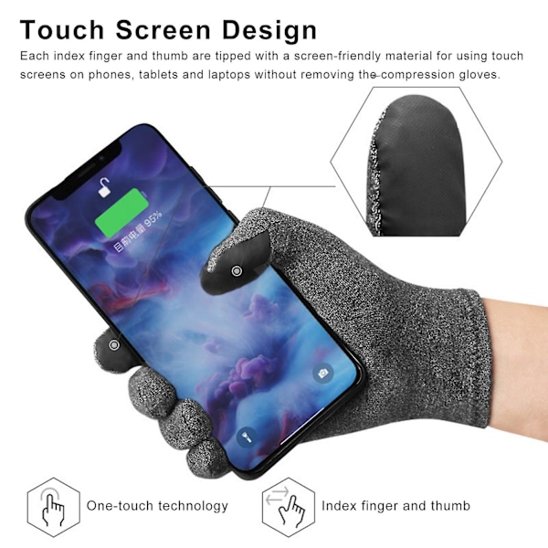 Full Compression Handskar Pekskärm Full Finger Handske Reumatoid Artrit Handstöd för Kvinnor M