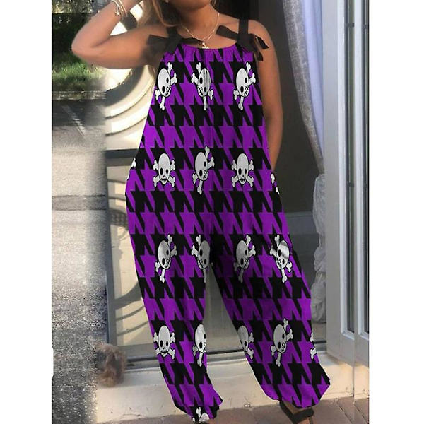 Halloween Bat Pumpkin Ghost Cute Print Dame Jumpsuits Rompers Overalls One Piece Linen Casual Jumpsuits til kvinder style 20 L