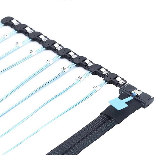 Slimline 5.0 - 8X SATA 7P 90 asteen naarasadapterikaapeli 0,8 m