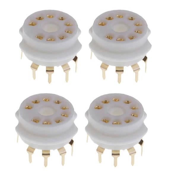 4 st Keramiska 9-pin Guld PCB Vakuumrörsockel för 12AX7, 12AT7, 12AU7, ECC83, ECC82, E88CC, 6922, 6p1