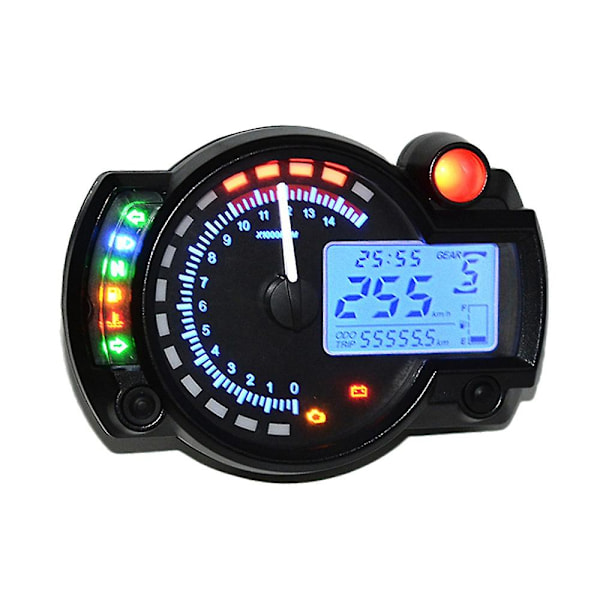 Universal Justerbar Farve Baggrundslys LCD Digital Motorcykel Speedometer Kilometertæller Motorcykel Omdrejningstæller