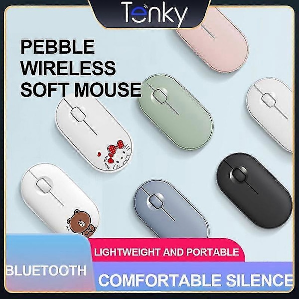 Mukava käsituntuma Pebble Mute Mouse M350 Bluetooth Dual Mode langaton hiiri, muodikas