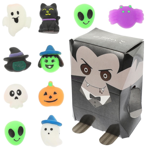 10 st halloweenleksaker halloween klämleksaker fest leksaker stressavlastande ångestleksaker (slumpmässig stil)