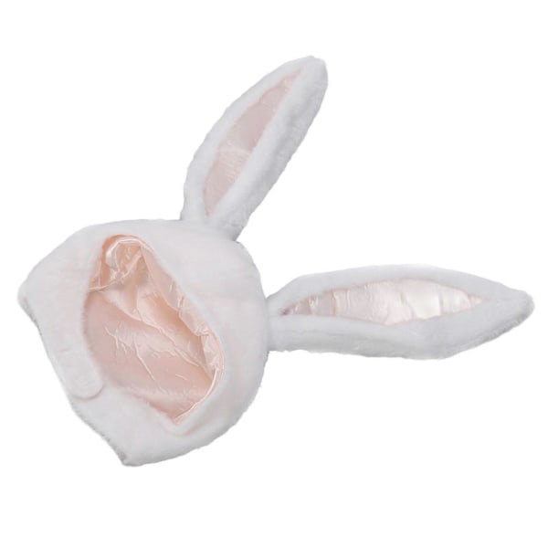 Vit Plysch Kaninöron Hatt för Cosplayfester - Rolig Unisex Kaninhuva