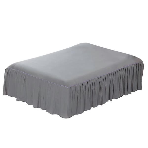 Ensfarget Plattform Base Valance Plissert Laken Poly Bomull Queen Size - Hvit