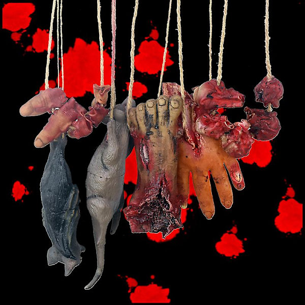Halloween Fladdermus Mus Skräckdekorationer Simulering Latex Blodig Hand Foot Hängande Prydnad För Halloween Bar Spökhus Inredning Hög kvalitet Mouse-B03