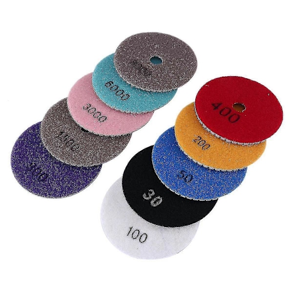 10st Diamantpoleringsdynor 4 Tum 10-pack 3/8tum-11 Stöddyna Granitpoleringskit Marmorpolering