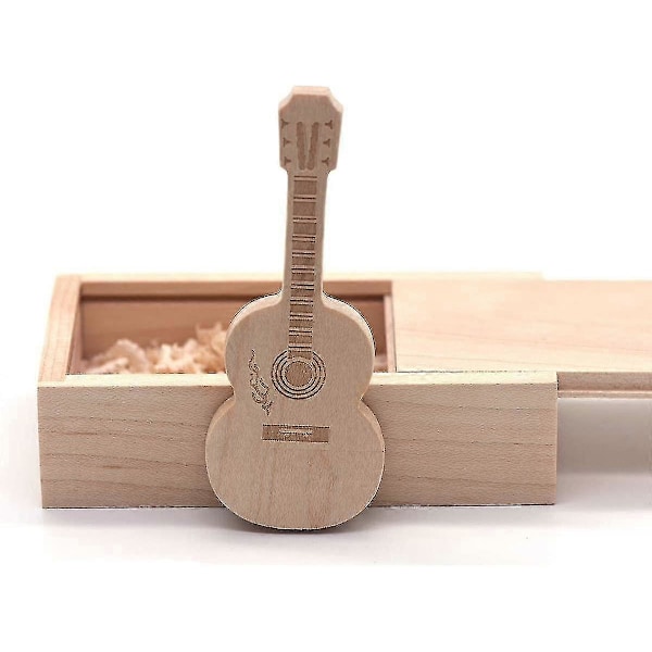 Gitarr USB-minne av lönnträ, trä-tumme, gitarrgåvor, nyhet (32 GB, valnöt)