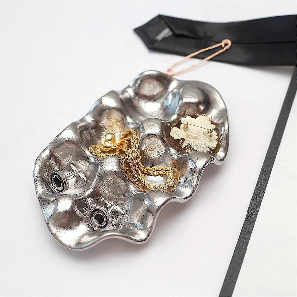 Eggbrett Smykker Ring Halskjede Øredobber Oppbevaringsdisplay Plate Verdi Keramiske Ornamenter Posering Gode Ting Rutenett Sølv