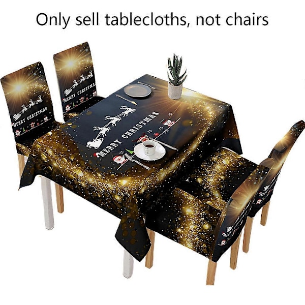 140x210cm Jul Vattentät Duk Tecknad Jultomte Bjällerklang Tryck Rektangel Matbordsöverdrag Partydekor