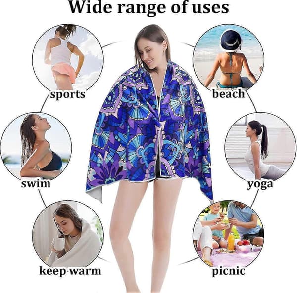 Mikrofiber strandhåndklæde, sandtæt, hurtigtørrende strandhåndklæde