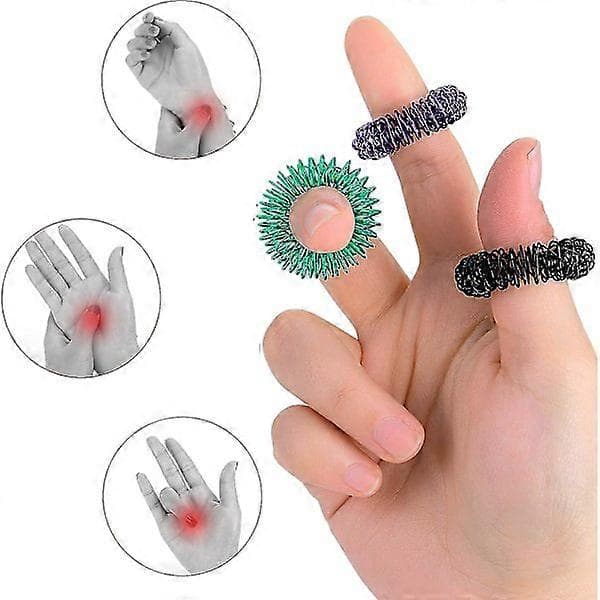 8 Stk. Akupressurringe - Piggede Sensoriske Fingerringe Akupunkturringe Fidget til Stille Stressreduktion