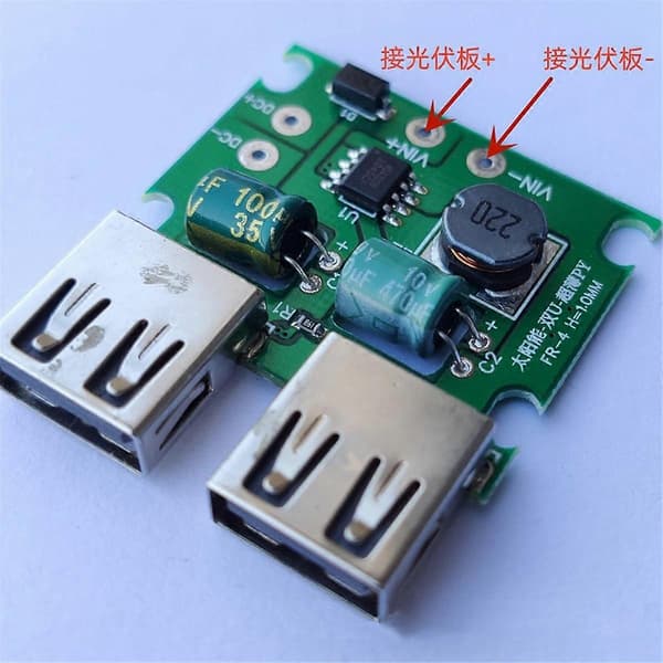 5V 3A Solpanel Stabilisator DIY Kit Solpanel Powerbank Dubbel USB Laddningsspänningsregulator