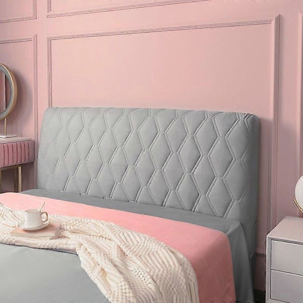 Sängynpäädyn päällinen, sopii parivuoteeseen, tikattu sängynpäädyn liukuva päällinen pehmeä pölytiivis suojapäällinen (vaaleanharmaa, iso sänky: 160cm)